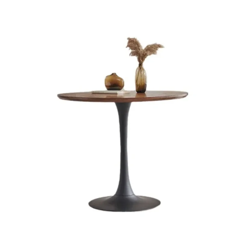 Nordic small apartment balcony round table solid wood casual coffee small table hotel reception negotiation