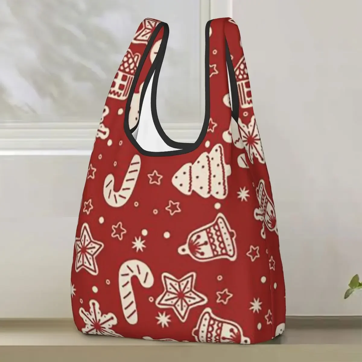 Merry Christmas & Happy Holidays! Shopping Bag Portable Tote Bags Reusable Shoulder Shopper Bag Groceries Handbag