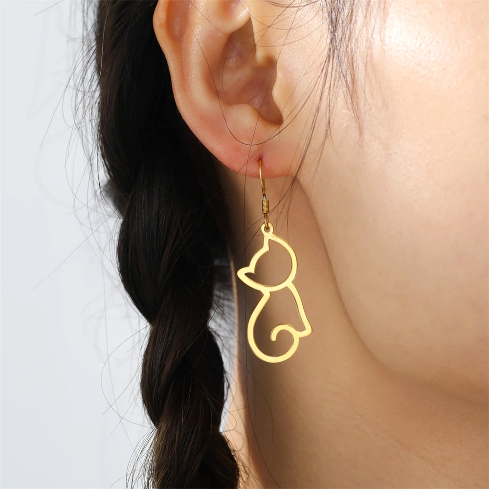 Cazador Niedliche Tier-Katze-Damen-Ohrringe, 2025, Trend-Tropfenohrringe für Teenager und Mädchen, Edelstahl, Schmuck, Party, Geburtstag, Geschenk