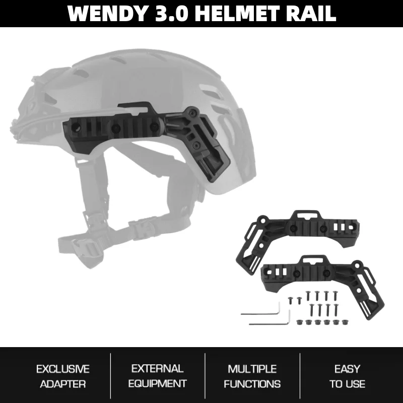 Wendy 3.0 Universal Helmet Rail | Multi-Position Accessory Mount | for Outdoor Helmet Accessories