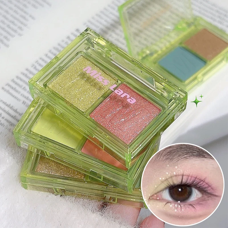 Two Color Eye Shadow Plate Pearlescent Matte Beginner Small Portable Pure Mint Green Cut Eye Makeup Summer Cosmetics