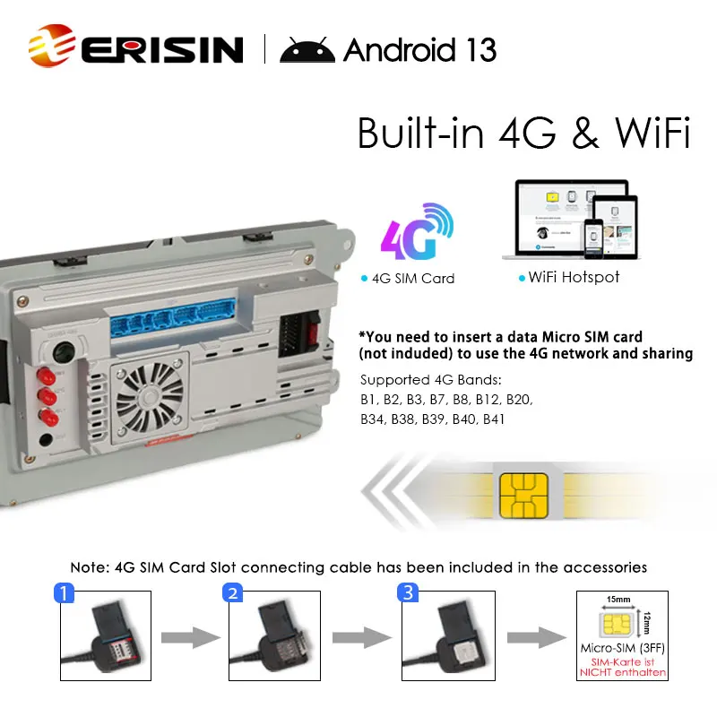 Erisin ES6791V Android 13 Car Stereo For VW Sharan Golf Seat Altea Skoda Fabia GPS Navi CarPlay Auto Radio DSP 4G LTE BT5.0 HiFi