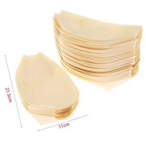 Barco De Madeira Descartável Para Sushi, Salada Sobremesa Tigela, Tigela De Madeira De Pinho, Bandeja De Placa, 50PCs 8 principais vendas barco de sushi madeira - №1