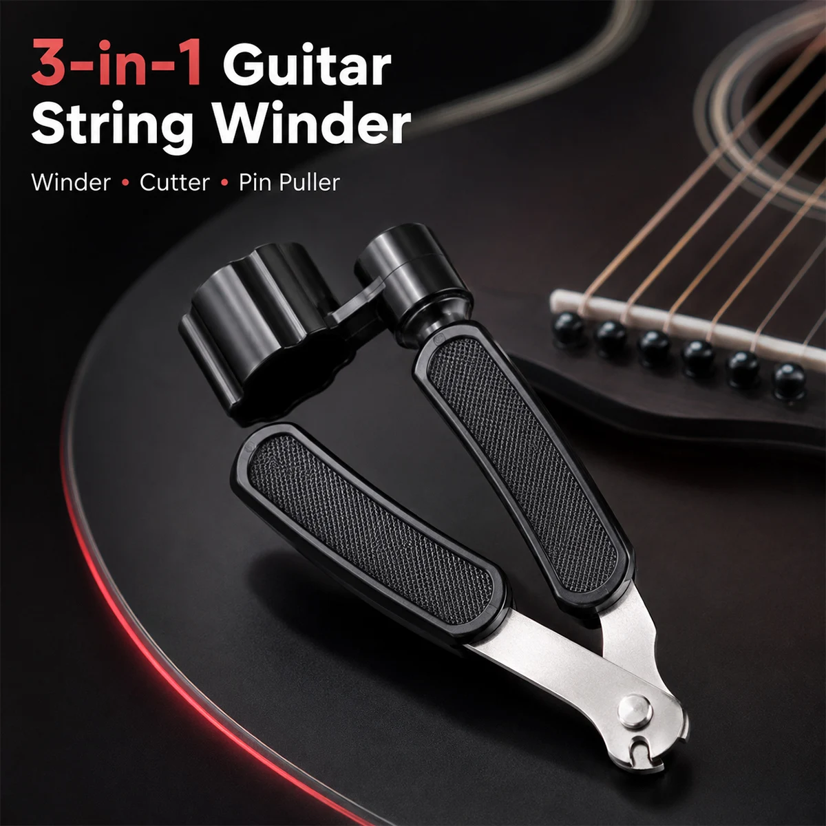 PINMOAP 3 in 1 Guitar String Winder Tool String Cutter Bridge Pin Puller Guitar Repair Tool Multifunction Guitar Maintenance Kit