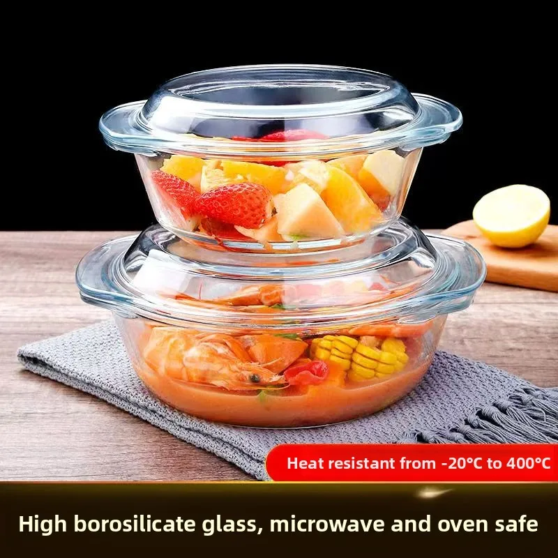 

Large Glass Noodle Bowl with Lid High-Temperature Resistant Microwave Se Soup Bowl Simple Sle Daily Use Home Declaration