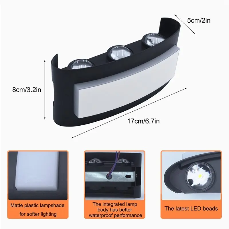 ABDJ-appliques murales extérieures lumière LED étanche 6W applique murale effet lumière escalier lumière lit lumière