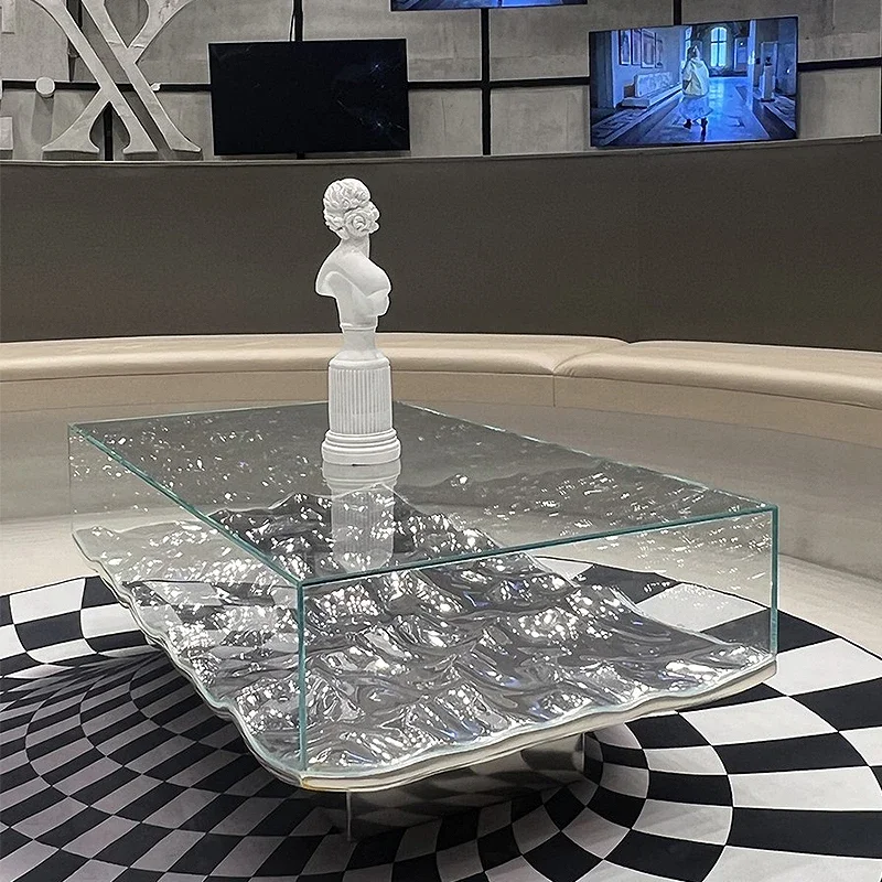 طاولة جانبية زجاجية شفافة، طاولة قهوة حديثة في غرفة المعيشة #5