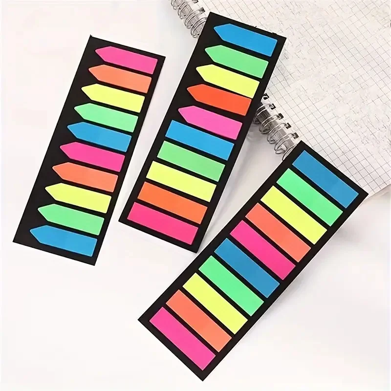 200 Tabs/Sheet Fluorescent Index Stickers, Transparent Bookmark Notes Tabs, Writable Page Marking Flags
