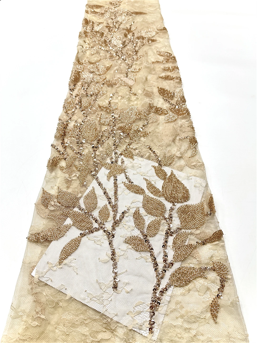 

High End Tulle Lace Fabric With Beads Sequins Nigerian Latest African France 2025 Hot Sale for Bride Wedding Party Sew Dresses