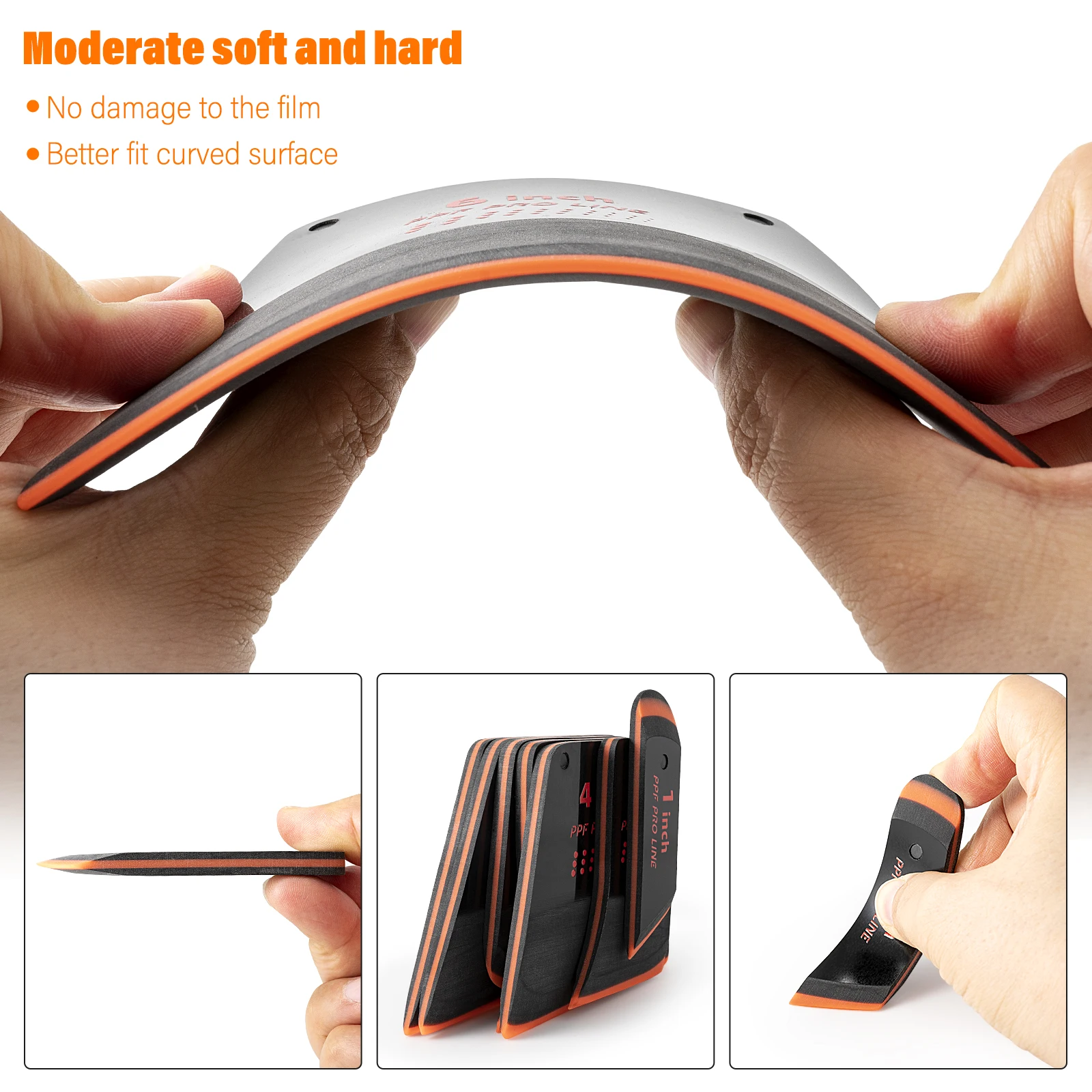 FOSHIO Magnetic Rubber Squeegee Kit for Car Vinyl Wrapping Multi-Shape Window Tint Scraper Glass Water Cleaning Tool 7pcs/Set