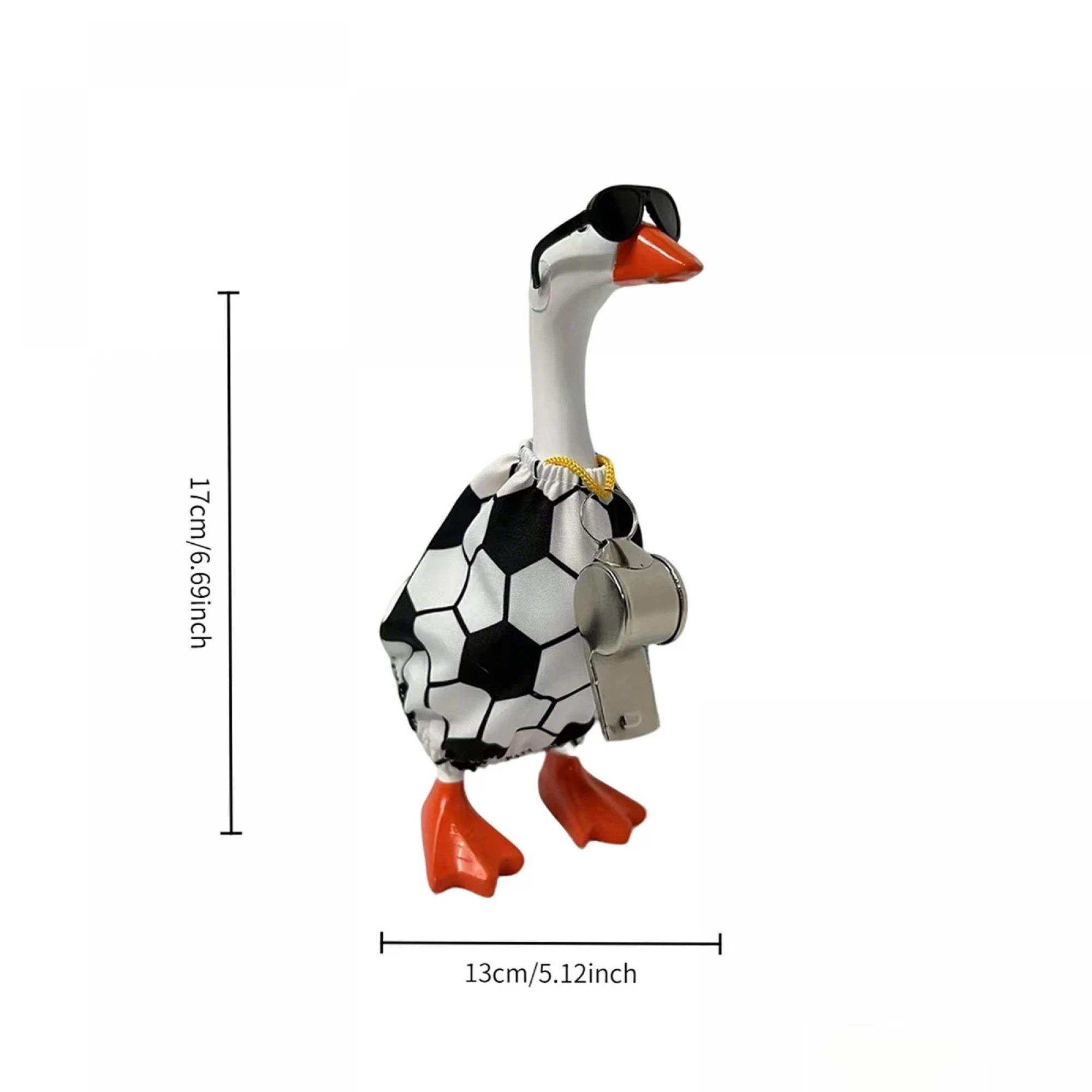 7 inch Desk Goose Outfits Soccer Ball Shirts and Sunglasses Whistle Set for Mini Goose Statue Decor