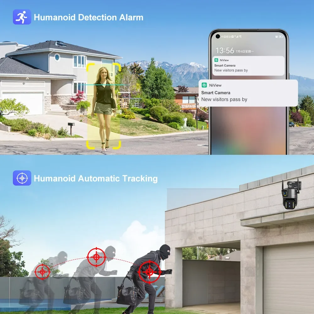 4K 4MP 10XZoom LTE 4G emplacement pour carte Sim extérieur solaire alimenté sécurité réseau IP suivi humain double objectif CCTV 4G PTZ caméra