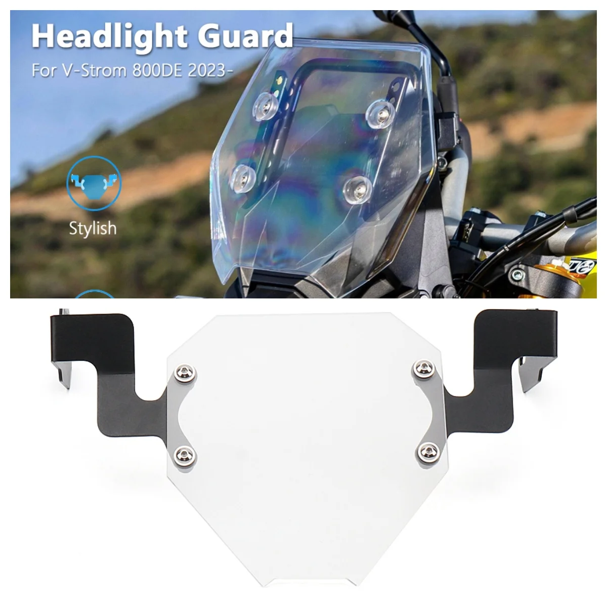 OTILLI Acrylic Motorcycle Headlight Protector For Suzuki V-Strom 800DE 2023 Transparent Head Light Guard Motorcycle Accessories