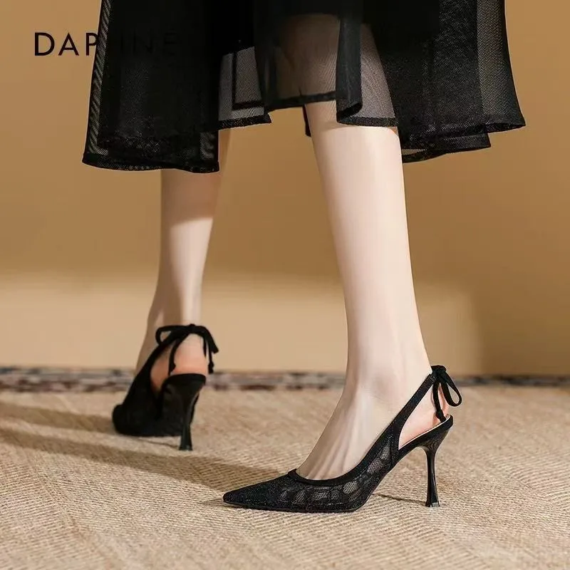 Französische Vintage-Damenschuhe, Neue Spitze Mesh-Pumps mit Dünnem Absatz, Atmungsaktive Schnür-High-Heels