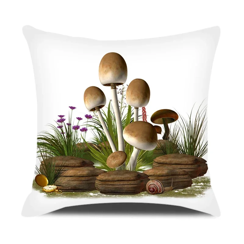 غطاء وسادة لطيف على شكل فطر مع طباعة قطيفة قصيرة لتزيين أريكة غرفة المعيشة وغطاء وسادة مزخرف