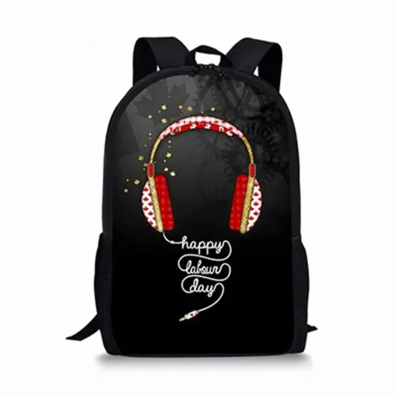 Mochila creativa con patrón de auriculares para niños, bolsa escolar para niños, niñas, estudiantes, bolsa de libros, mochila informal, mochila de viaje para adolescentes