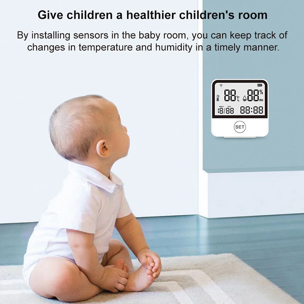 Smart WiFi Hygrometer Thermometer with App Notification Alert Digital Indoor Thermometer Hygrometer for Home Greenhouse