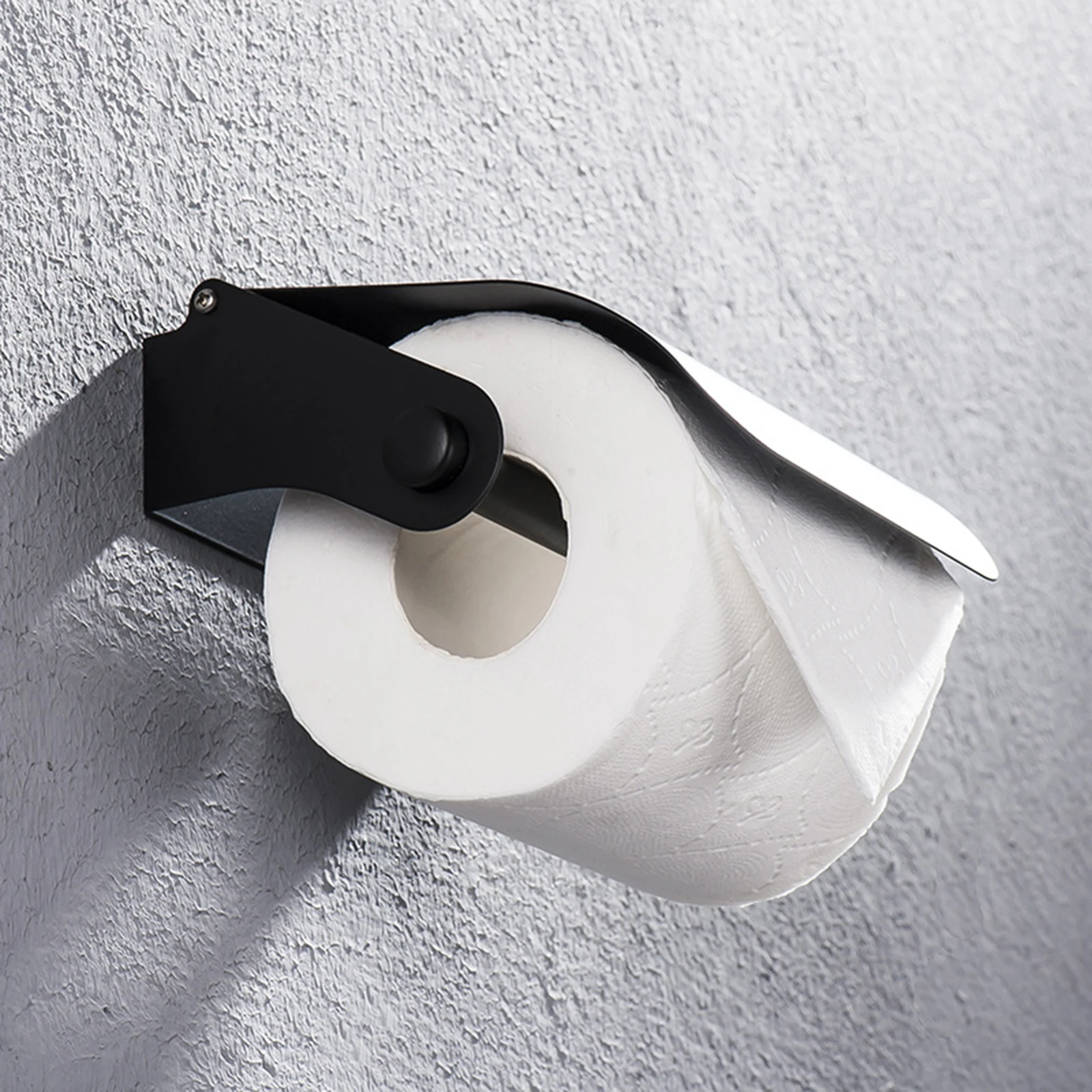 Soporte de papel higiénico negro de acero inoxidable con tornillos, dispensador de pañuelos montado en la pared, accesorios para el hogar