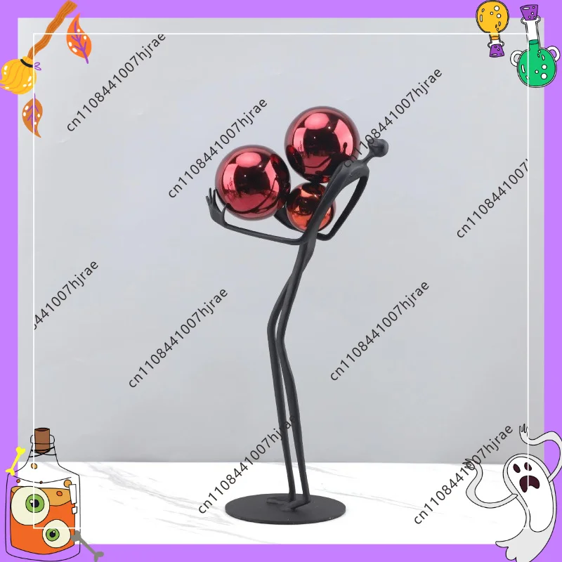 Modern light luxury black ball holder metal art ornament living room model room TV cabinet home decoration