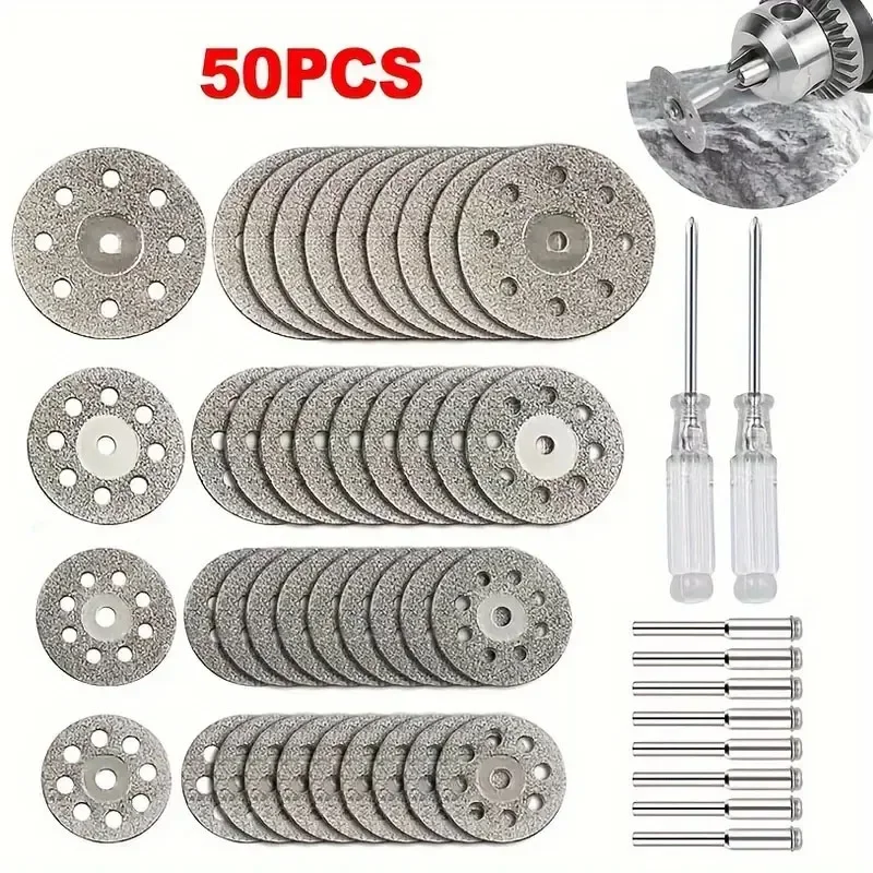 

50 Pcs Diamond Cutting Wheel Set Drill Metal Cut Off Disc for Dremel Rotary Tool Knife blades Grinder accessories Saw blade