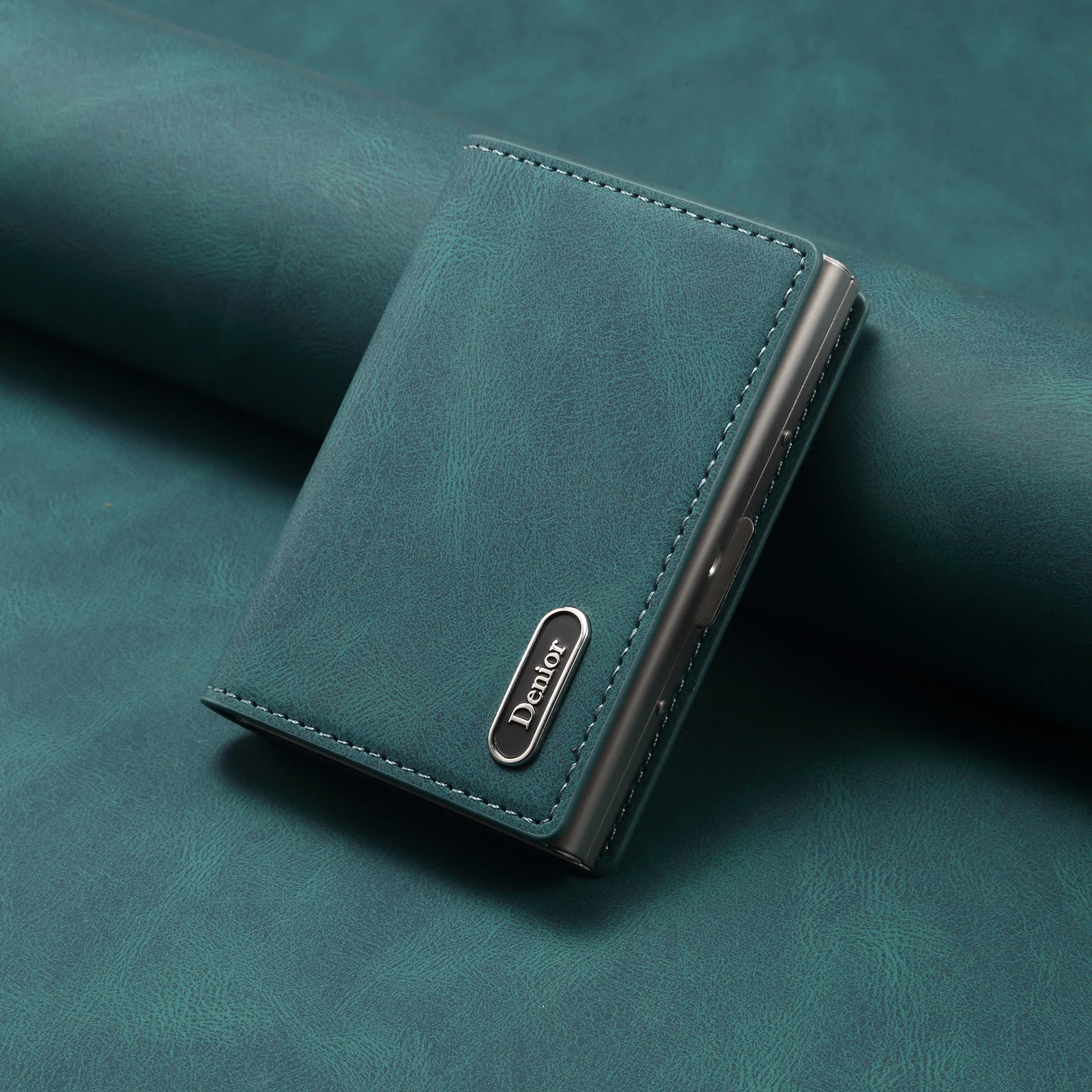 Denior Magsafe Magnetic Card Bag, Press Type Automatic Pop-Up Multifunctional Card Box, Can Hold 6-10 Credit Cards Leather Walle