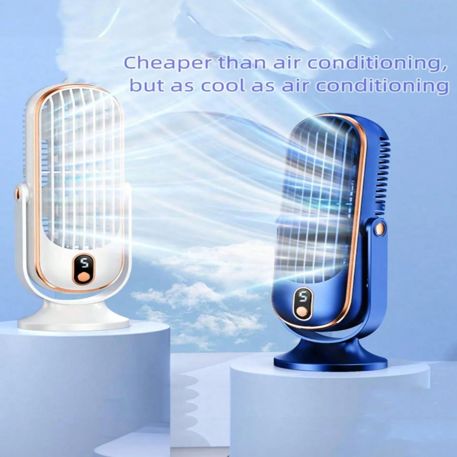 1 قطعة ، مروحة مكيف هواء محمولة ، بطارية كبيرة محرك مزدوج مبرد هواء منزلي صغير ، مروحة تبريد هواء 5 سرعات 720 °   المحيطي