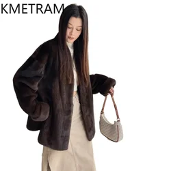 Winter Womens Real Mink Fur Coat High Quality V-neck Fur Jackets for Women New in Outerwears Luxury Clothes 2024 шуба женская