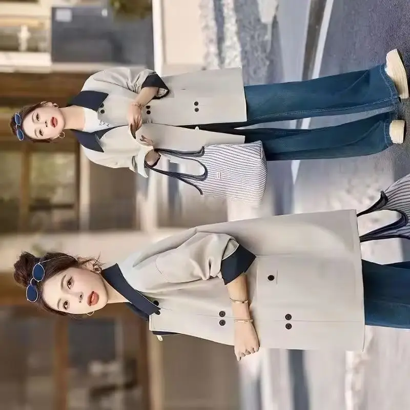 

Lined Windbreaker Coat Women's Long Spring Autumn New High-Quality Jacket Design Ladies Contrast Stitching Outcoat Trench Coat