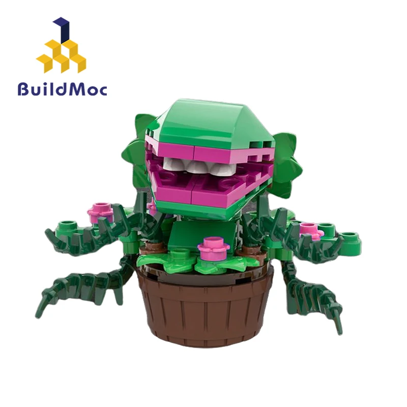 BuildMoc Audrey II Chomper Flower Building Blocks Horror Shop Man Eater Plants Pot  Bricks Model Toy For Children Kid Gift