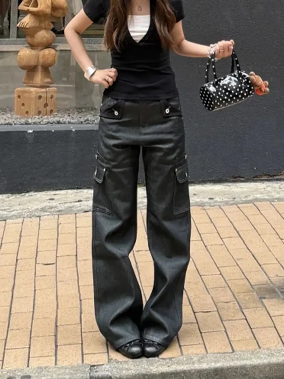 American High Street Multi-Pocket Workwear Jeans Loose Wide Leg Straight Cut Design Original Blue Men's Women's Autumn Jeans