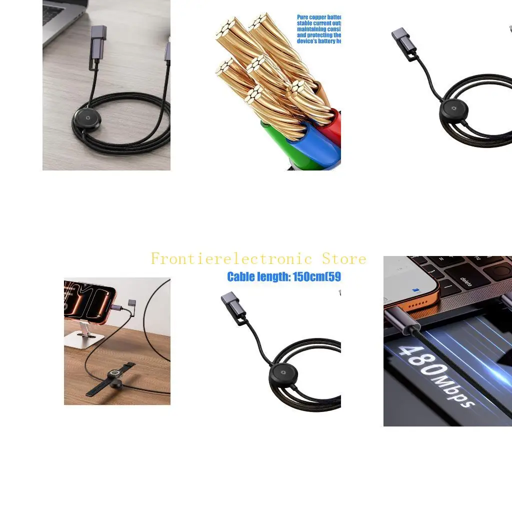 G8DB 3 in 1 USB C Charging Cable for /Magsafe3 Desk Setups and Travel Packing