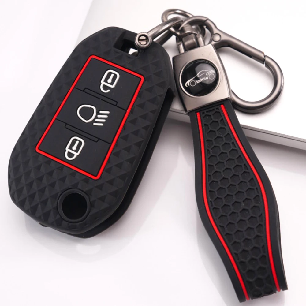 Remote Key Protector With Lanyard For Peugeot 207 208 307 308 508 2008 3008 4008 5008 For Citroen C2 C3 C4 C5 C6 C8 C4L Non Slip