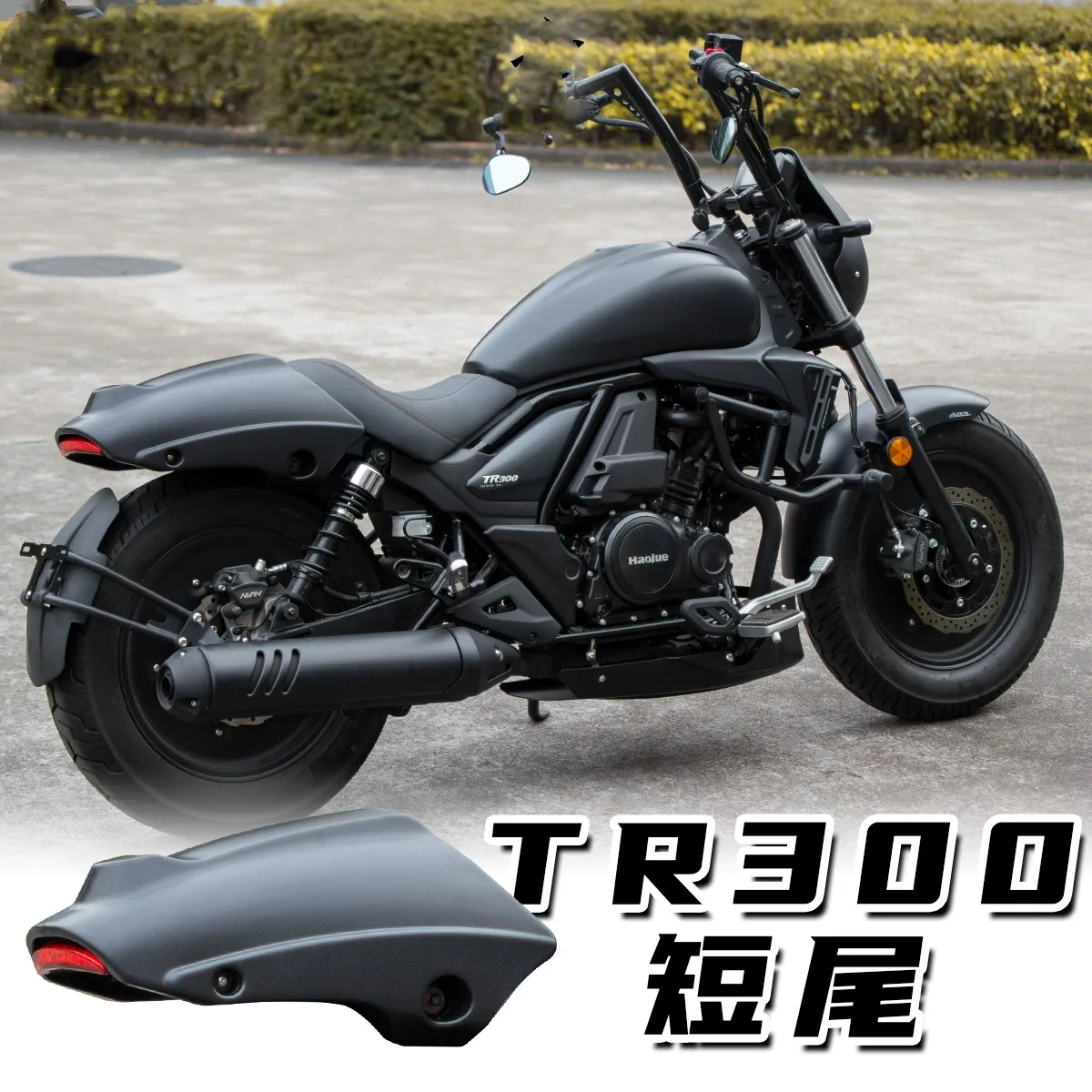 Applicable to Haojue TR300plus modified short tail rear mud tile accessories fender with three-in-one turn signal tail light