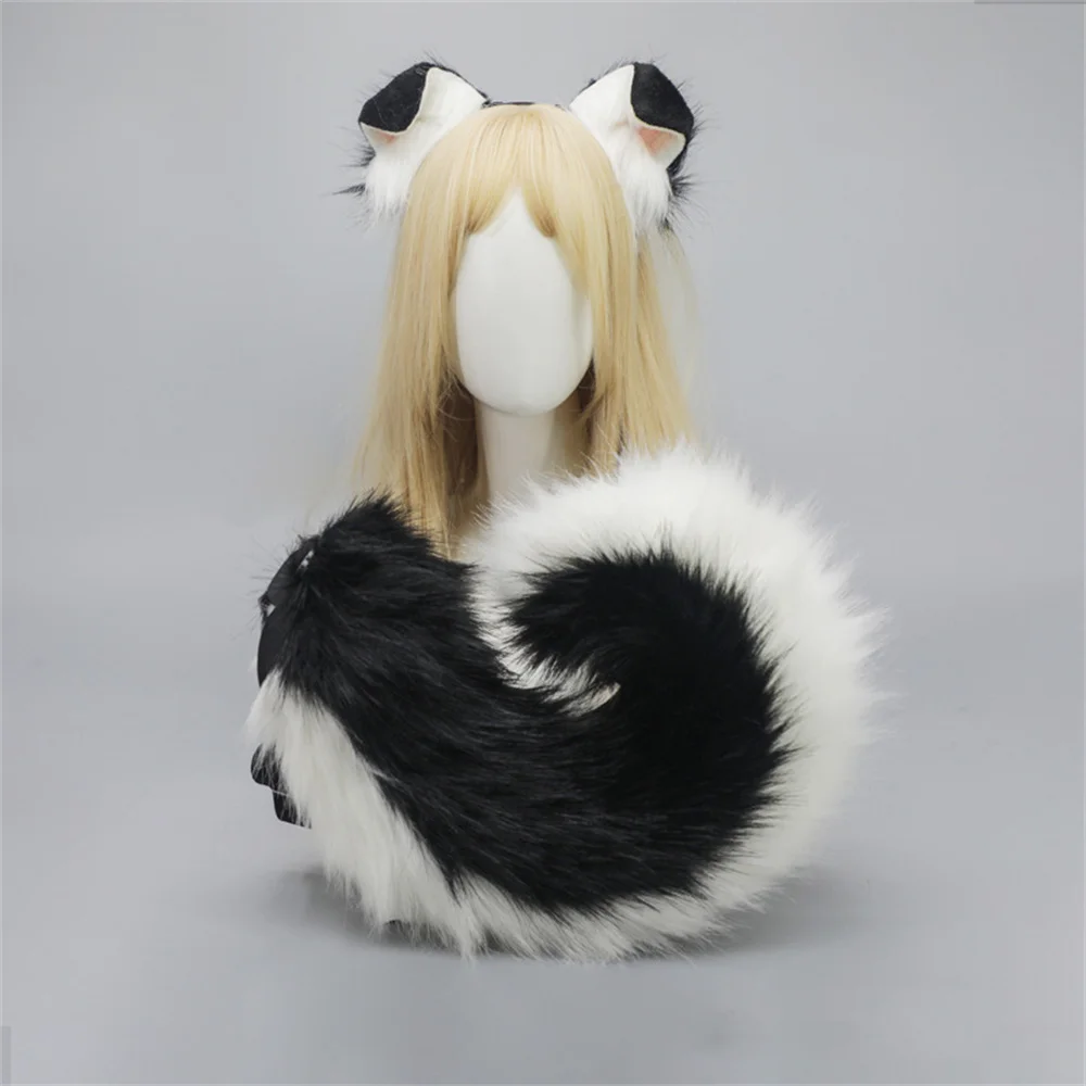 12 Styles 2Pcs/set Furry Anime Dog Ear Headband Tail Cartoon Comic-Con Cosplay Props Lolita Plush Simulation Animal Ears Tail