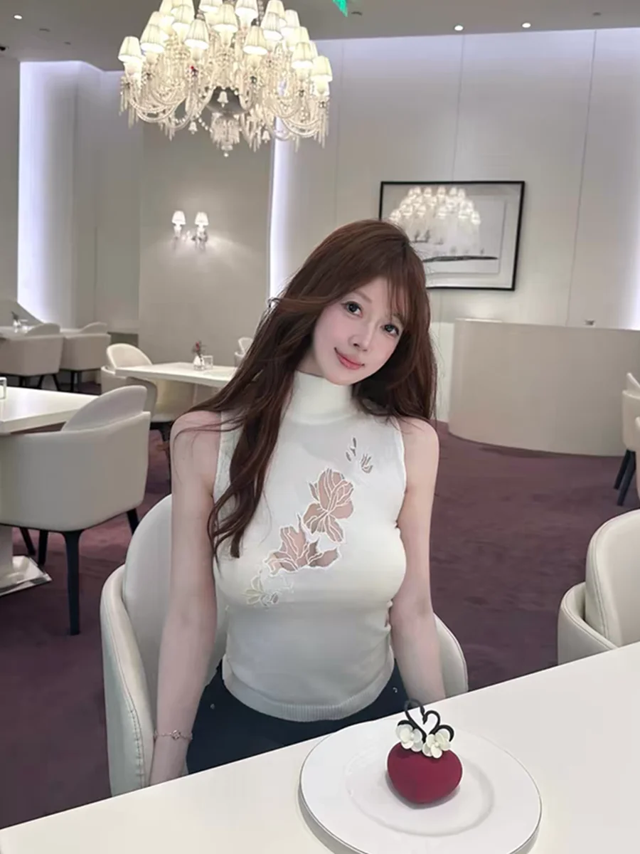 

Женский вязаный жилет Spicy Girl с высоким воротником, облегающий, без рукавов, стильный, для ношения поверх одежды, базовая модель, весна 2026, новинка