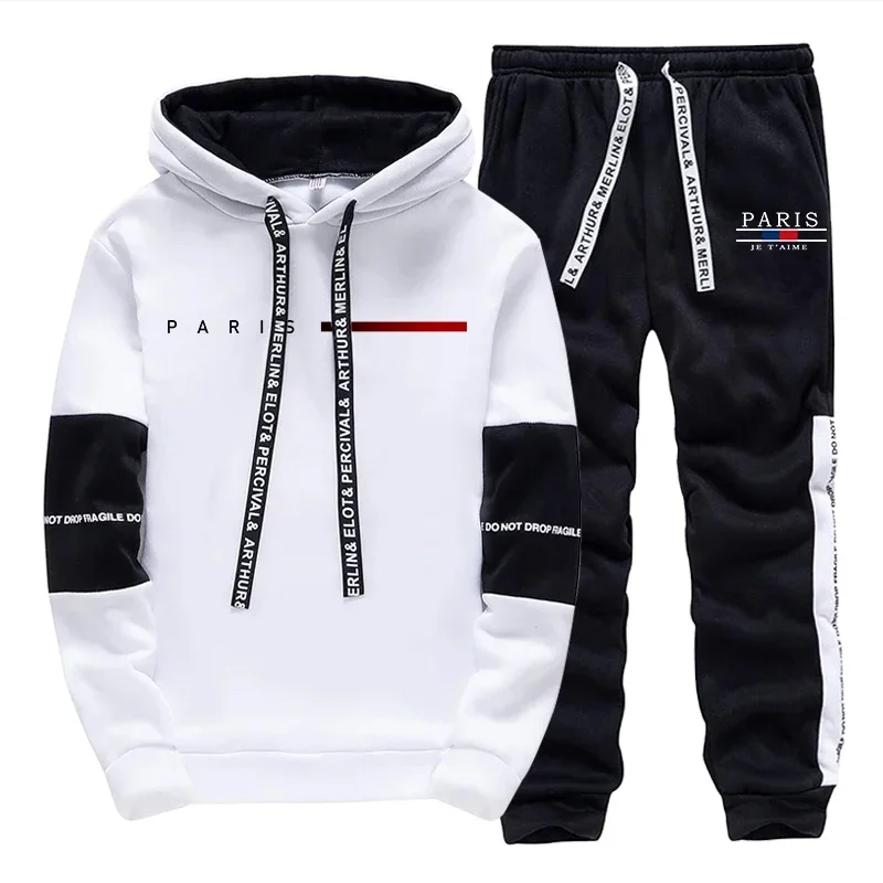 

Simple Streetwear Mens Tracksuit Print Casual Sweatshirts Outdoors Sports Jogging Mens Clothing Daily Single Piece Hoodie Pants