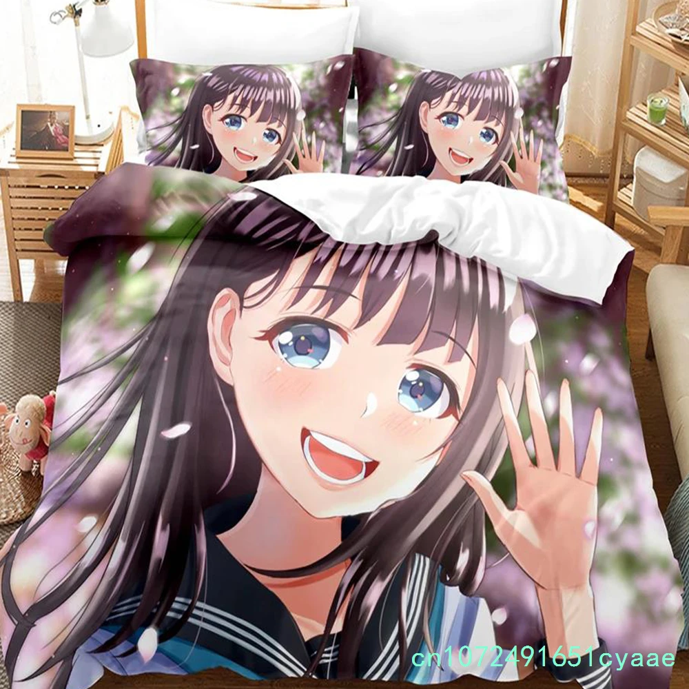 3D Printed Akebis Sailor Uniform Bedding Set Anime Duvet Cover Double Twin Full Queen King Adult Kids Bedclothes Quilt Cover