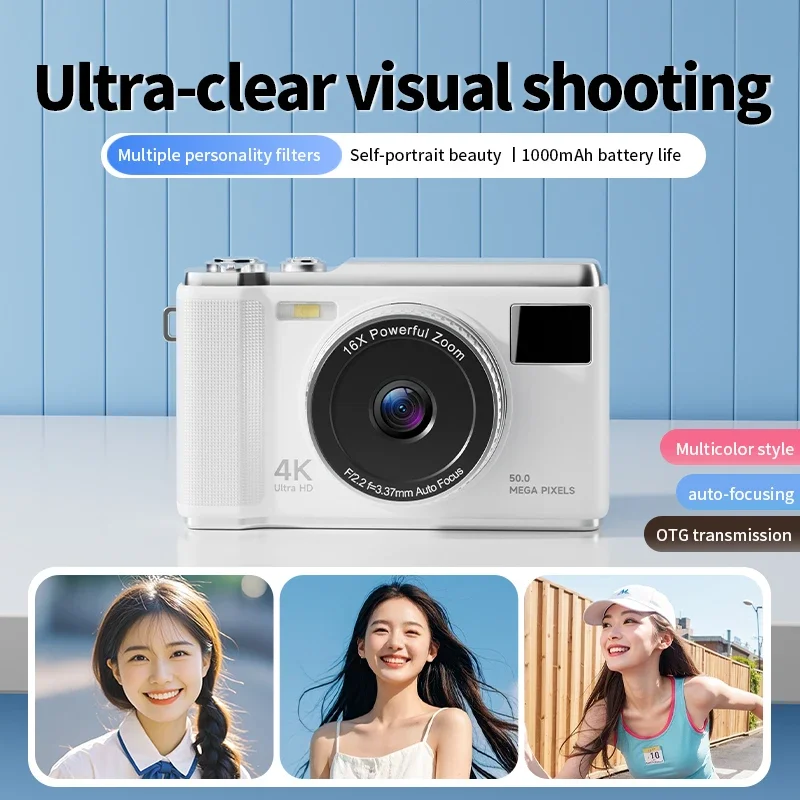 2025 New 4K Digital Camera CCD Student Camera HD 5000W Pixel Ultra-thin Lightweight Portable Card Camera Entry-level Camera