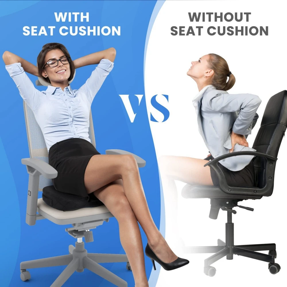 Memory foam seat cushion can relieve pain in the lower back and tailbone. It is suitable for cars, wheelchairs and office chairs