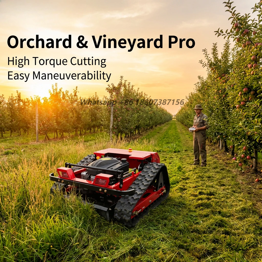 Professional RC Tracked Lawn Mower 50 Degree Climbing  Hybrid Robotic Crawler Grass Cutter for Steep Terrain Cleaning