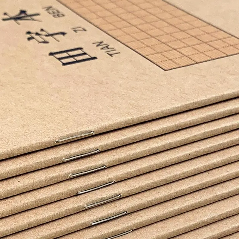 10Pcs 5.82x8.26Inch Kraft Paper Notebook 20 Sheets Each Gridded Writing Notebook 896C