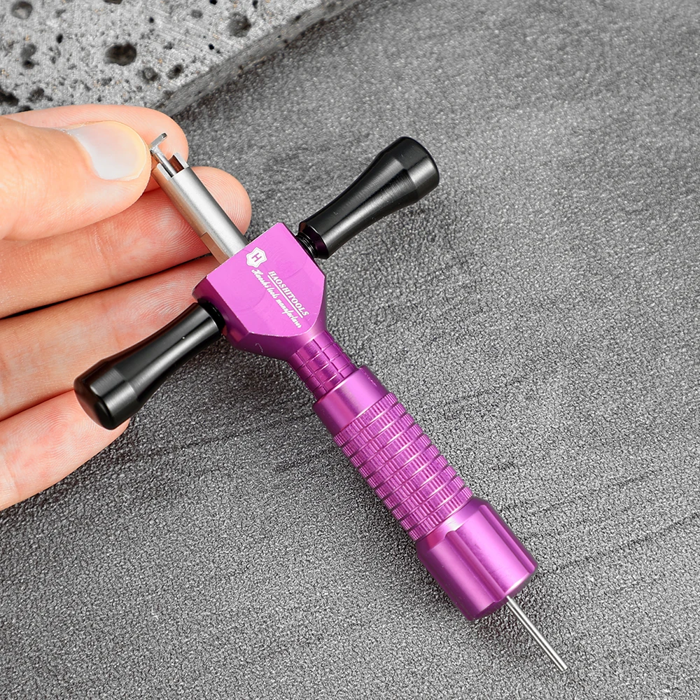 Universal Lock-Picking Key Blade Professional Locksmith Tool with L‑Shaped Wrench Emergency Opening Repairing 11cm*6.5cm Purple