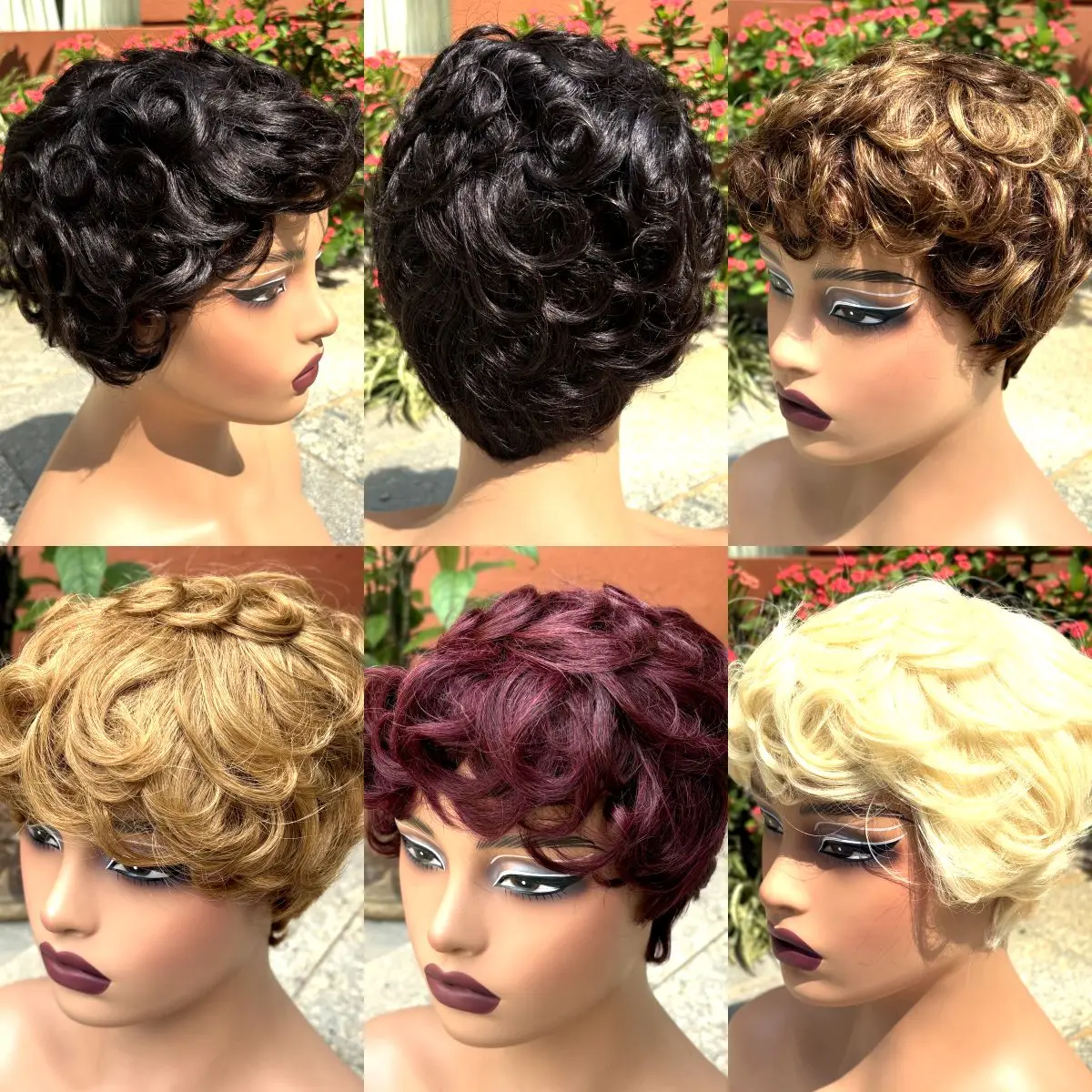 تسليط الضوء على كامل آلة صنع شعر مستعار عابث قطع الباروكات خصلات الشعر المستعار الإنسان الملونة متموجة بوب الباروكات البرازيلي شعر ريمي الباروكات للنساء