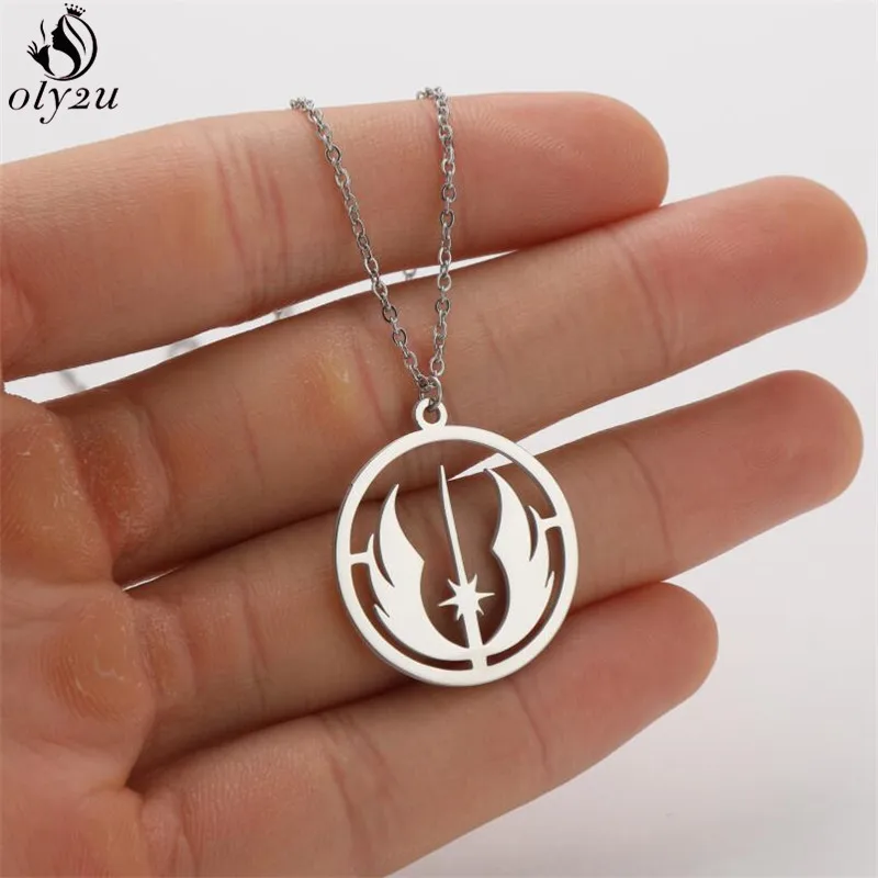 Stainless Steel Necklaces Jedi Order Symbol Logo Pendant Chain Star Gothic Necklace For Women Jewelry Hip Hop Man Gifts