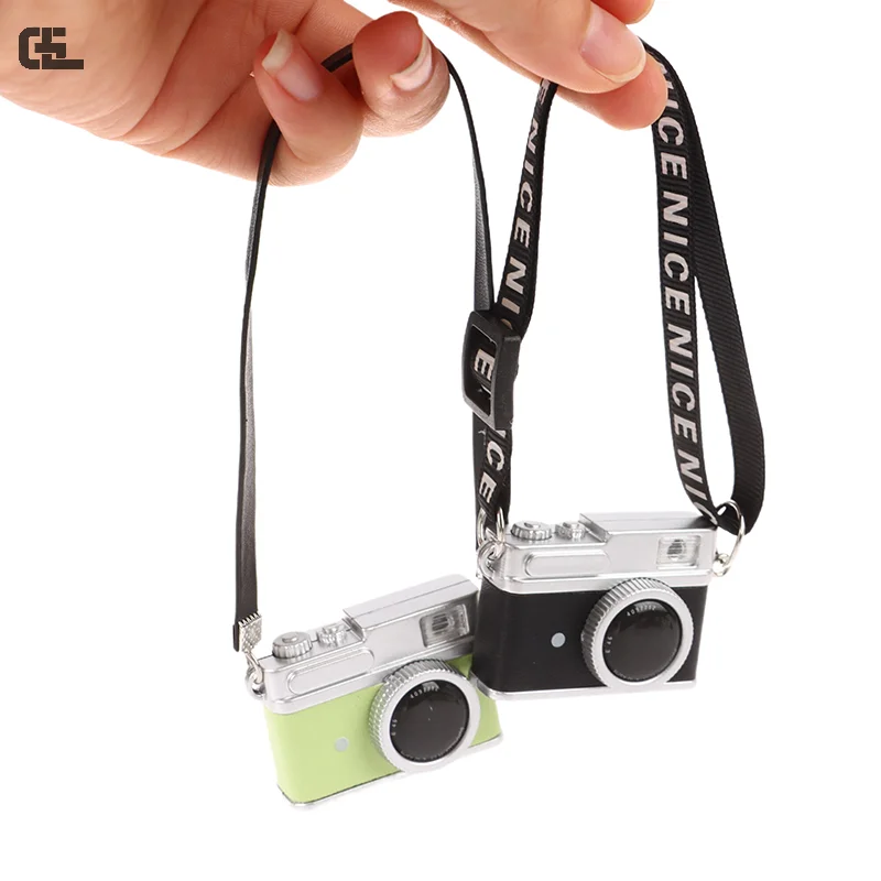 Mini Camera Keychain Dollhouse SLR Camera Model W/Shutter Flash Camera Keyring Bag Pendant Necklace Pendant Doll Dress Up Toy