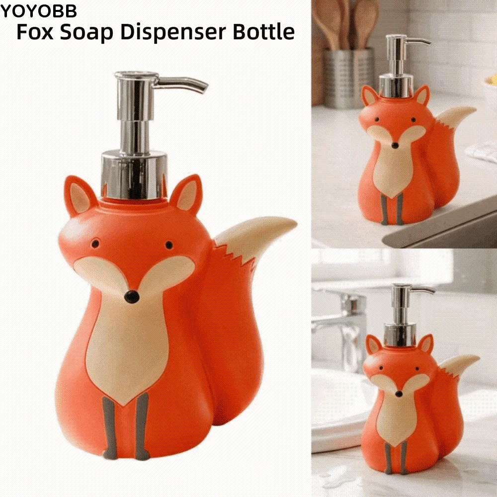 

Cute Vixen Soap Dispenser Bottle Refillable Press Bottle Cartoon Hand Sanitizer Bottle Animal Design Collectible