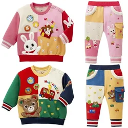 Kids Sweatshirt Boys Long Sleeved Hoodie Cartoon Sweatshirts Cute Pullover Hoodies +pants Baby Boy Clothes Pant Sets