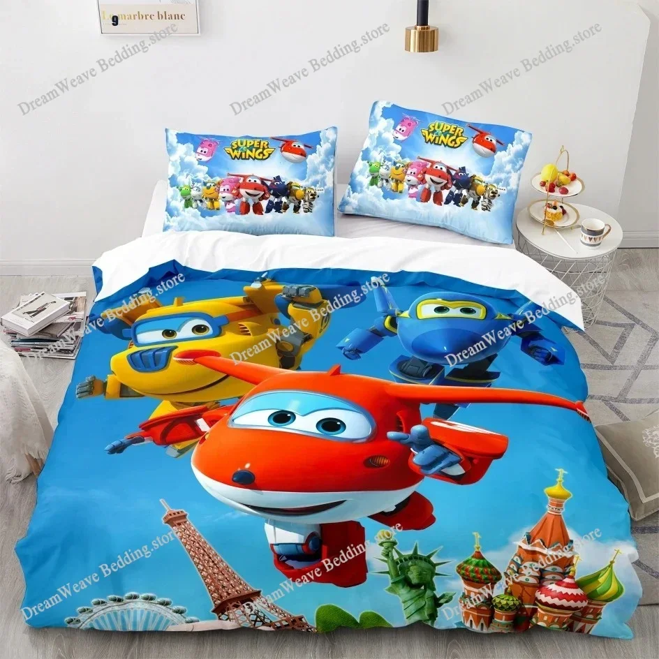 Super Wings Bedding Set Bedspread Single Twin Full Queen King Size Game Super Wings Bed Set Children's Kid Bedroom Duvetcover519