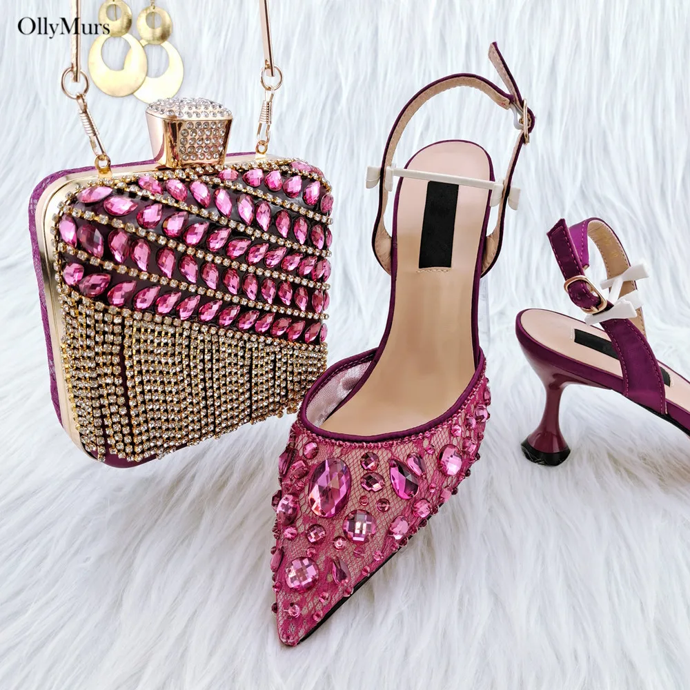 Fashion Italian Pretty Pumps Shoes And Bag Set African Fashion Women Shoes And Matching Bag Set For Wedding On Stock