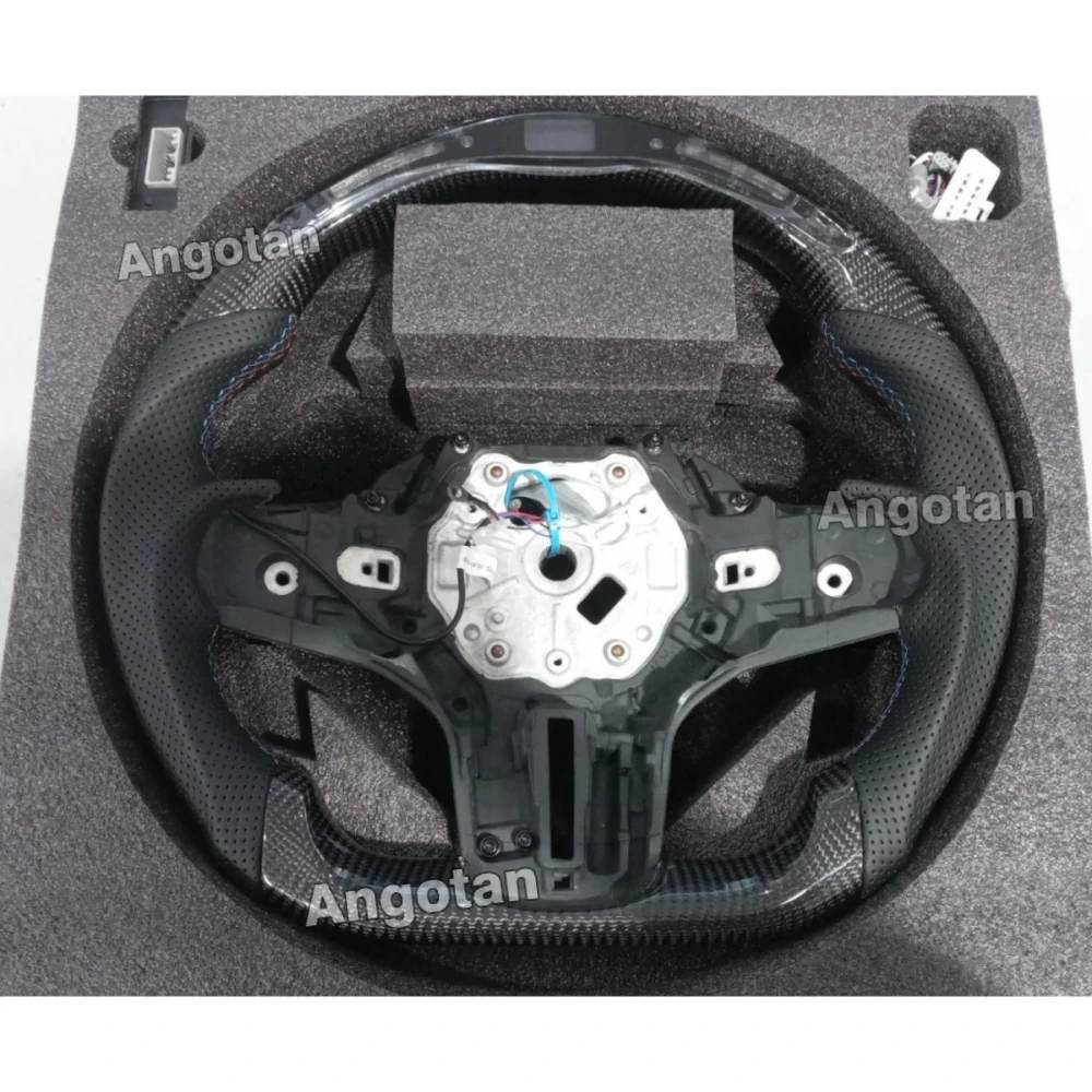 عجلة قيادة LED ذكية من ألياف الكربون الحقيقية لسيارات Bmw G20 3 Series M3 M4 G80 G82 G83 F4x G2x G20 M Sport (مع مؤشر LED)